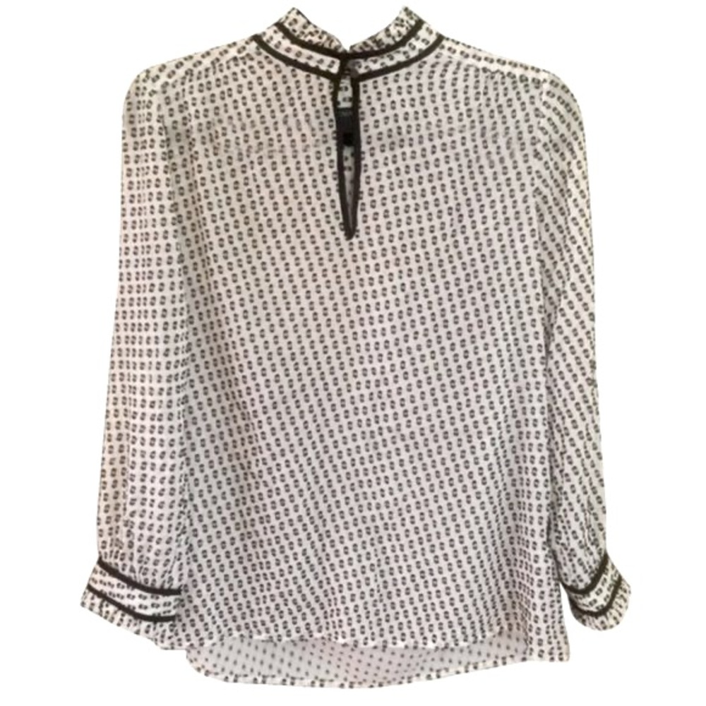 J Crew Sheer Patterned Blouse w/ Neck Buttons
